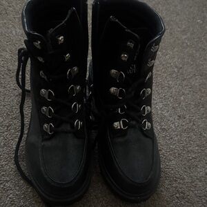 Black Lace-Up girls boots size 2